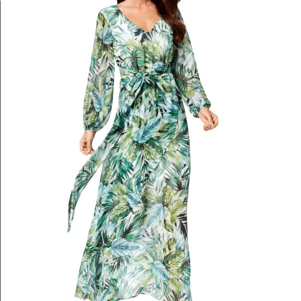 Nine West faux wrap print maxi-dress